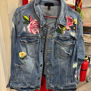Lane Bryant fast lane floral embroidered trucker jacket